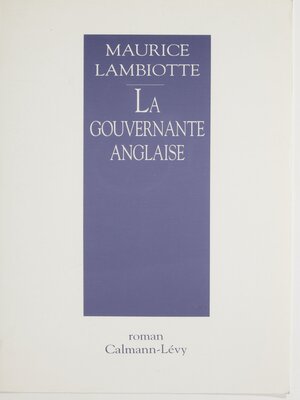 cover image of La Gouvernante anglaise